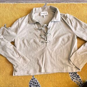 MUNTHE 100% Suede Leather Lace-up Shirt Size 36